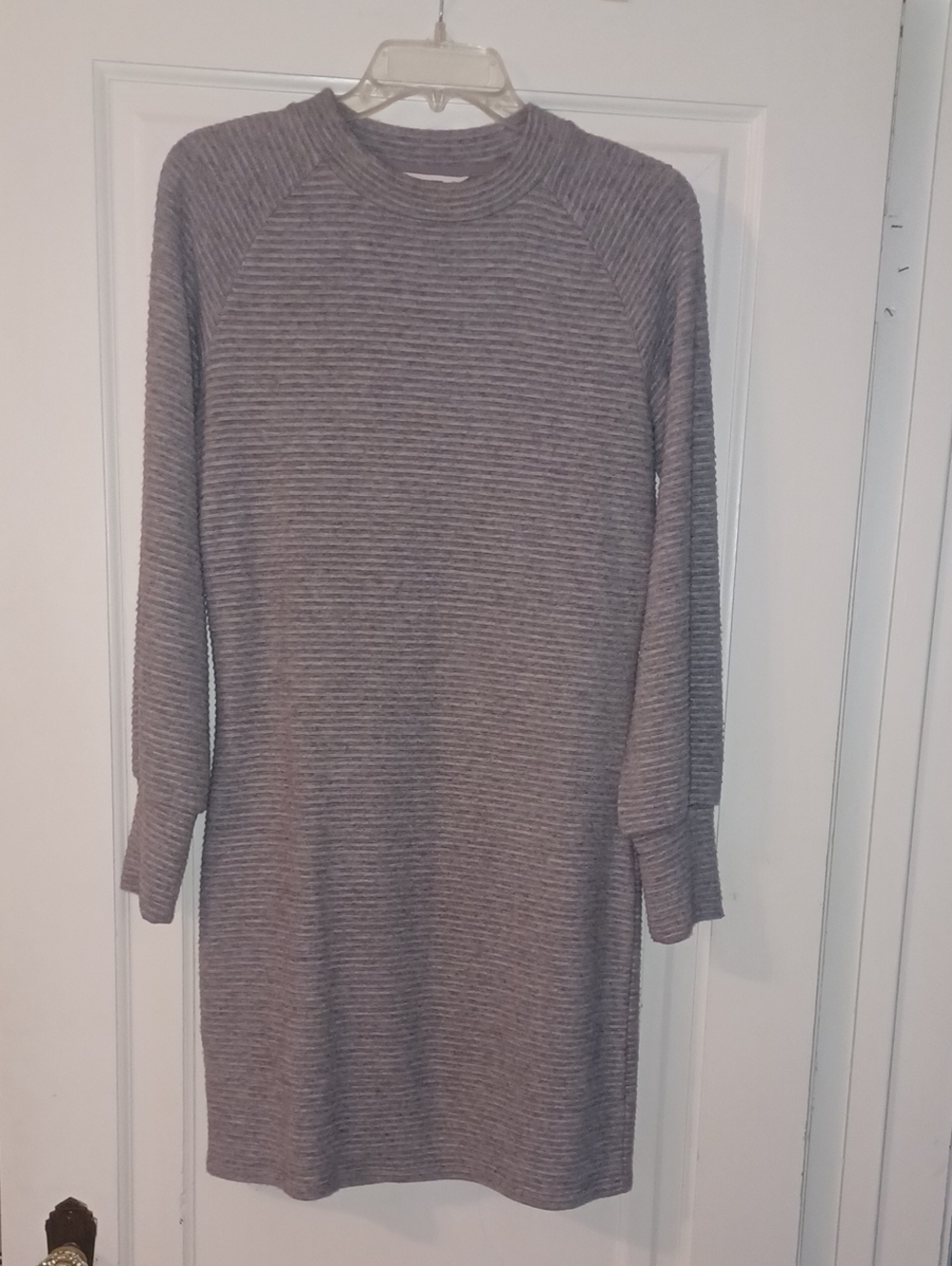 Steve Madden Ribbed Long Sleeve Knit Dress - Gray